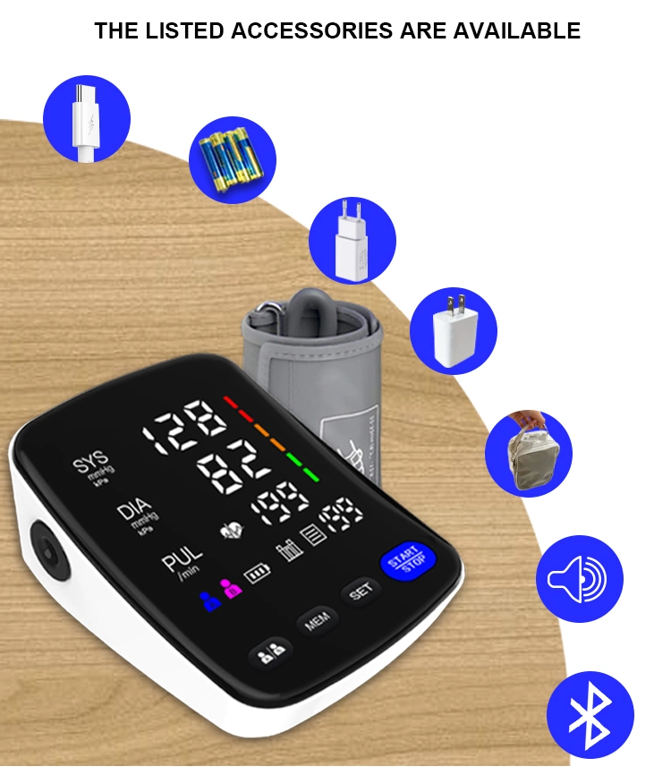 CE FDA Approved Factory Price Home Sphygmomanometer Digital Large Screen Bp Monitor Medical Electronic Automatic Bluetooth Upper Arm Blood Pressure Monitor