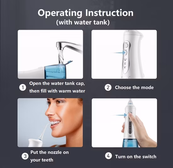 휴대용 치과 구강 Irrigator 충전식 방수 치아 클리너 물 Flosser