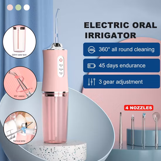 치아용 10% Offwireless Water Pik Flosser, Iteknic Dental Oral Water Irrigator Pik 휴대용 230ml 물 탱크, 4개의 제트 팁 교정기용 치아 클리너, 4가지 모드